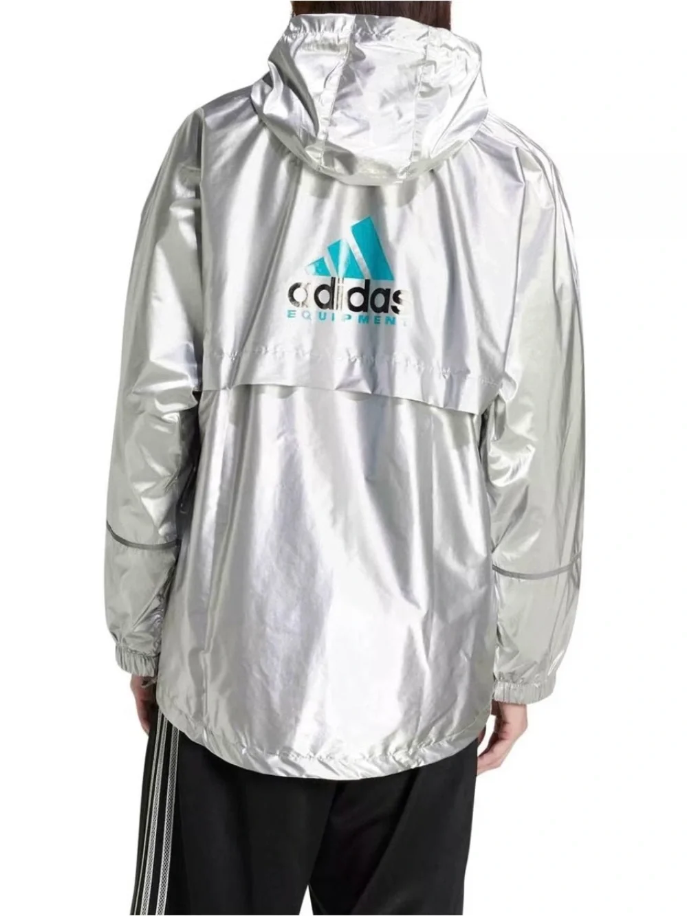adidas EQT Metallic Windbreaker Mens Silver Jacket